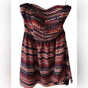 Sugarlips Strapless Tribal Print Dress – Small/med (Approx) – Boho Chevron Mini